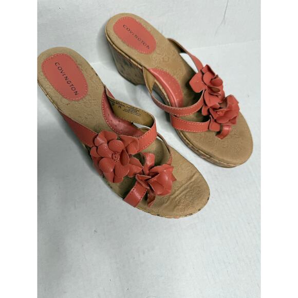 Covington Y2K Coral Floral Aesthetic Womens Wedge Sandals Size 9 - Picture 2 of 6